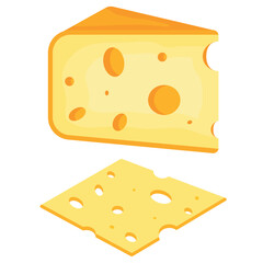 Vector cartoon image of dairy products. Fresh cheese. The concept of a healthy lifestyle and cooking. An element for your design.