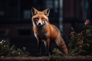 Portrait red Fox in the forest AI Generative