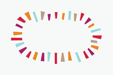Trendy abstract colorful short lines spark empty emblem icon design element on light gray background