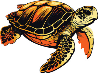 Fototapeta premium A Sea Turtle_ Vector Logo Vector Art