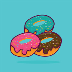 Donut Icon Illustration, Isolated Vector, Cartoon Style Food Concept, Design Suitable For Web Landing Page, Banner, Sticker, Background, Poster