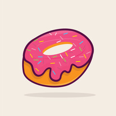 Donut Icon Illustration, Isolated Vector, Cartoon Style Food Concept, Design Suitable For Web Landing Page, Banner, Sticker, Background, Poster