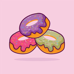 Donut Icon Illustration, Isolated Vector, Cartoon Style Food Concept, Design Suitable For Web Landing Page, Banner, Sticker, Background, Poster