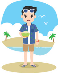 Man in the Beach Illustration