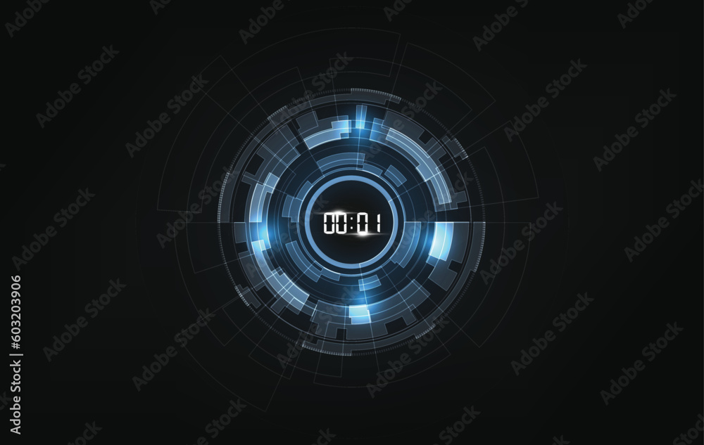 Poster abstract futuristic technology background with digital number timer concept and countdown, vector tr