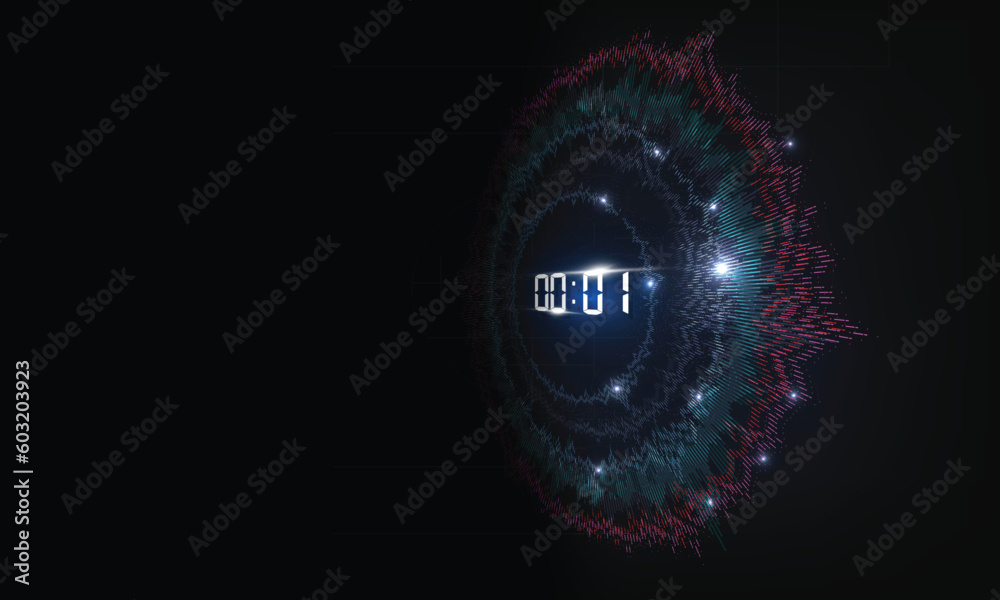 Poster abstract futuristic technology background with digital number timer concept and countdown, vector tr