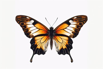 Fototapeta premium Romantic Flutter. Beautiful Butterfly in Nature, Isolated on White Background. Generative AI illustrations.