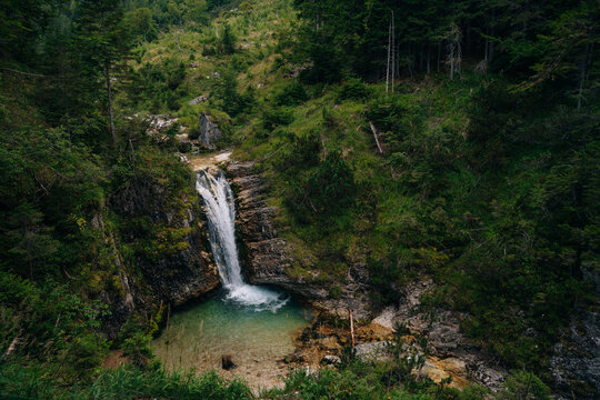 waterfall gavon grant in dolomites italy