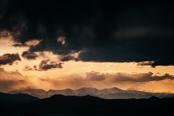 Stormy sunset in the mountains