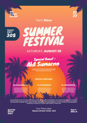 Poster Summer Palm Festival Design Template