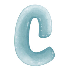 watercolor C letter alphabet for nursery and kids classroom, Back to School concept