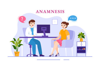 Anamnesis System Vector Illustration for Information About the Disease and Healthcare Database in Flat Cartoon Hand Drawn Landing Page Templates - obrazy, fototapety, plakaty