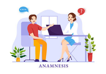 Anamnesis System Vector Illustration for Information About the Disease and Healthcare Database in Flat Cartoon Hand Drawn Landing Page Templates - obrazy, fototapety, plakaty