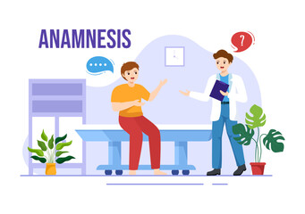 Anamnesis System Vector Illustration for Information About the Disease and Healthcare Database in Flat Cartoon Hand Drawn Landing Page Templates