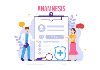Anamnesis System Vector Illustration for Information About the Disease and Healthcare Database in Flat Cartoon Hand Drawn Landing Page Templates