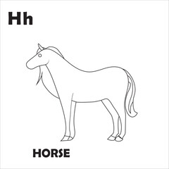 Vector Horse alphabet abc coloring page H