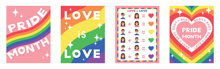 Set of banners for Pride Month on white background