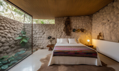 rock design style bedroom interior
