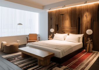 Fototapeta na wymiar Simple and comfortable home bedroom interior