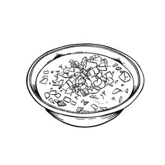 Tasty soup in bowl on white background