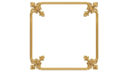 square gold frame with corner ornament isolated white background