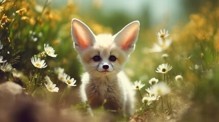 Portrait red fox on the forest AI Generative