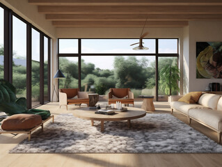 Modern minimalist and comfortable villa living room interior