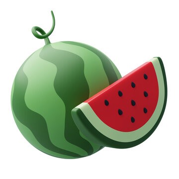 green watermelon slice fruit render clip art preview