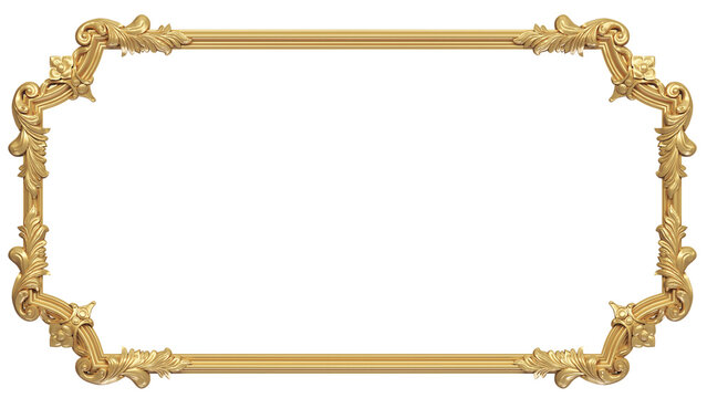 luxury gold frame isolated on white