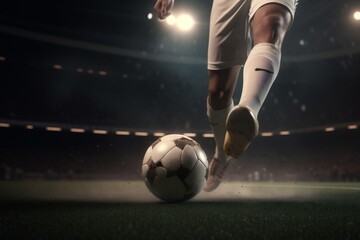 kick stadium game ball soccer football foot competition goal sport. Generative AI.