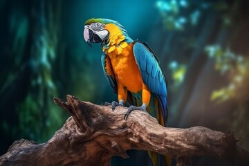 Portrait Beautiful macaw bird on the forest