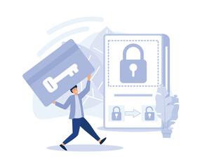 Security and identity verification, Smart ID card, electronic opening system, video surveillance, flat vector modern illustration