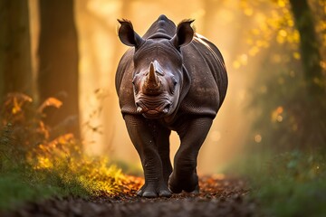 Portrait rhinoceros on the forest AI Generative