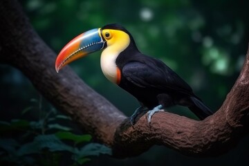 Obraz premium Portrait toucan bird on the forest AI Generative