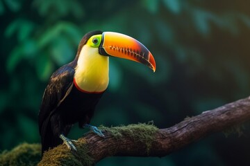 Obraz premium Portrait toucan bird on the forest AI Generative