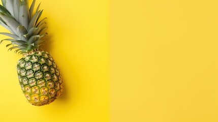 pineapple on plain yellow background with copy space