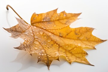 closeup of a autmn leaf isolated on white surface