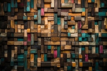 abstract colorful texture of wooden blocks