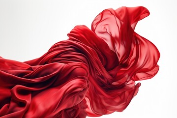 red fabric cloth floating on silated white surface