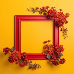 red frame with red flowers