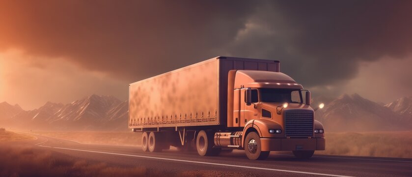 Delivery truck fully loaded with goods, delivery concept. Generative AI