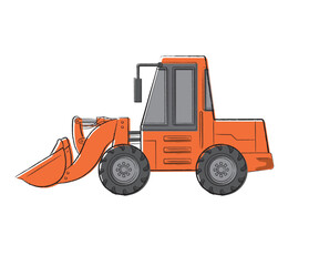 働く車　ホイールローダー　手描きタッチベクターイラスト