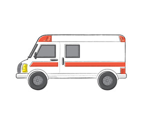 働く車　救急車　手描きタッチベクターイラスト