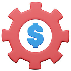 dollar sign with cogwheel 3d illustration