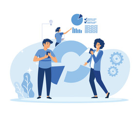 User support abstract concept vector illustration set. teamwork power, choosing a candidate, prepare for interview, recruiter flat vector modern illustration 
