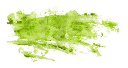 Shiny green brush watercolor painting isolated on transparent background. watercolor png