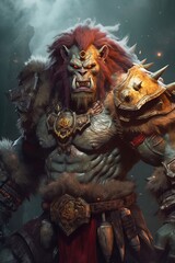 Fototapeta premium Digital art monkey warrior with armor AI Generative
