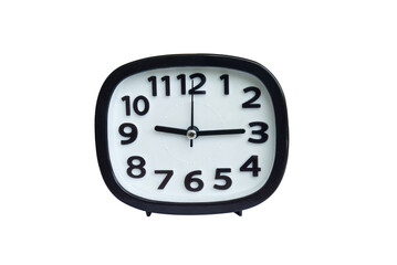 black and white clock isolated whtie background.