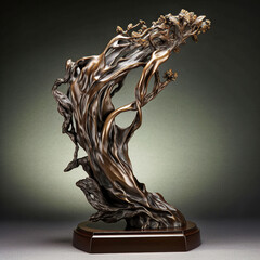 bronze sculpture of a bonsai tree - generative ai