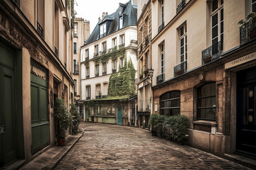 Fototapeta na wymiar An Old Parisian Street in France - generative AI